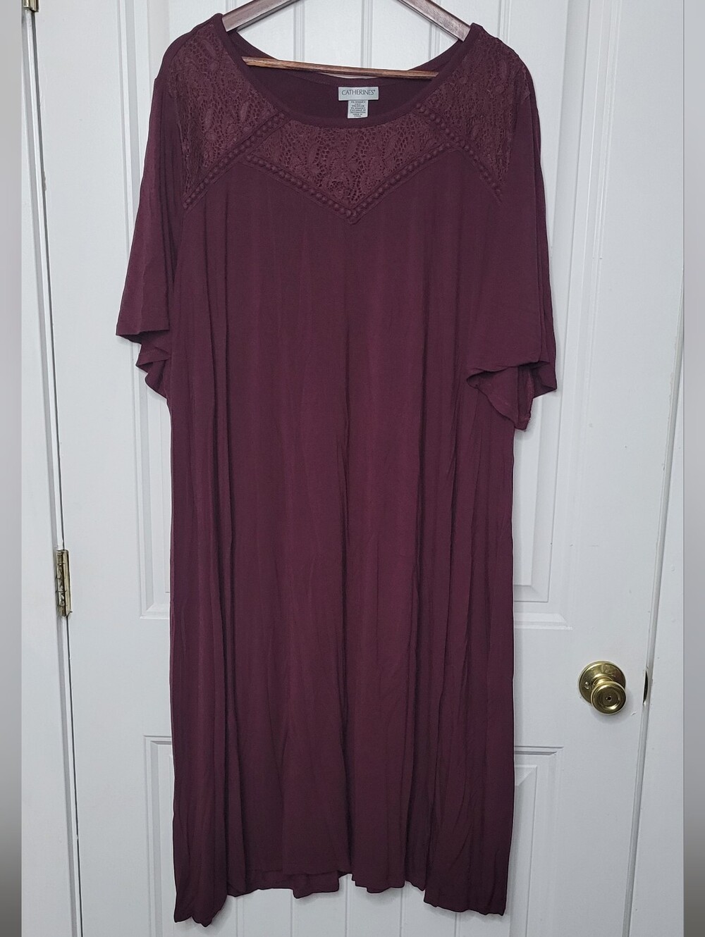Catherines Lace Yoke Midi Dress in Plum